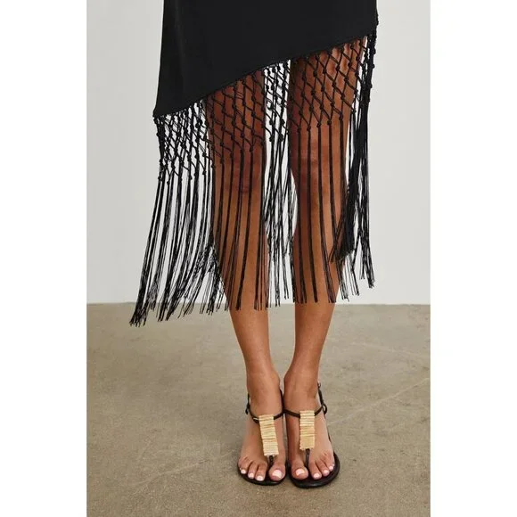 RAILS TAMARA black fringe asymmetrical DRESS size M NWOT - Picture 2 of 12